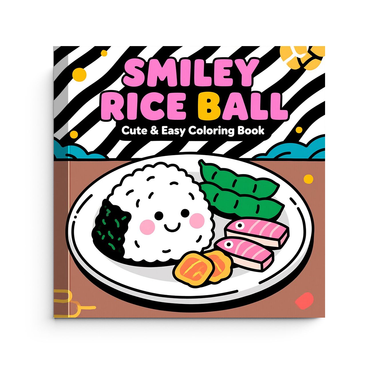 Food And Snacks Coloring Book - Smiley Rice Ball Coloring Book Cute