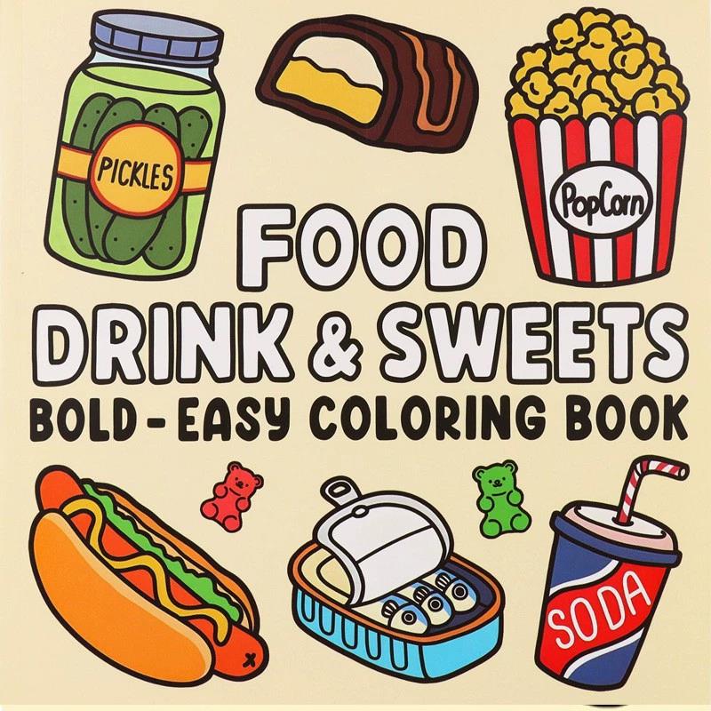 Food And Snacks Coloring Book - Food Drinks Desserts Coloring Book for