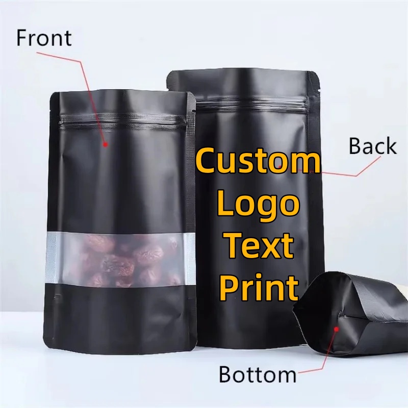 Food Snacks Party - 100PCS Stand-up Matte Black Aluminum Foil