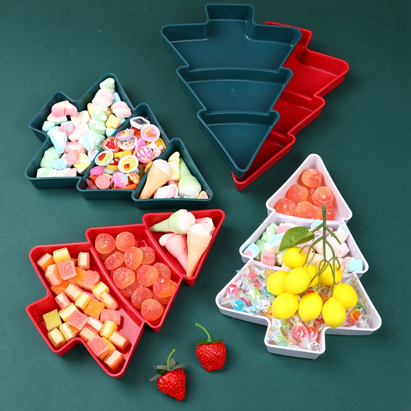 Xmas Food Snacks - 3Pcs Christmas Tree Food Decor Tray