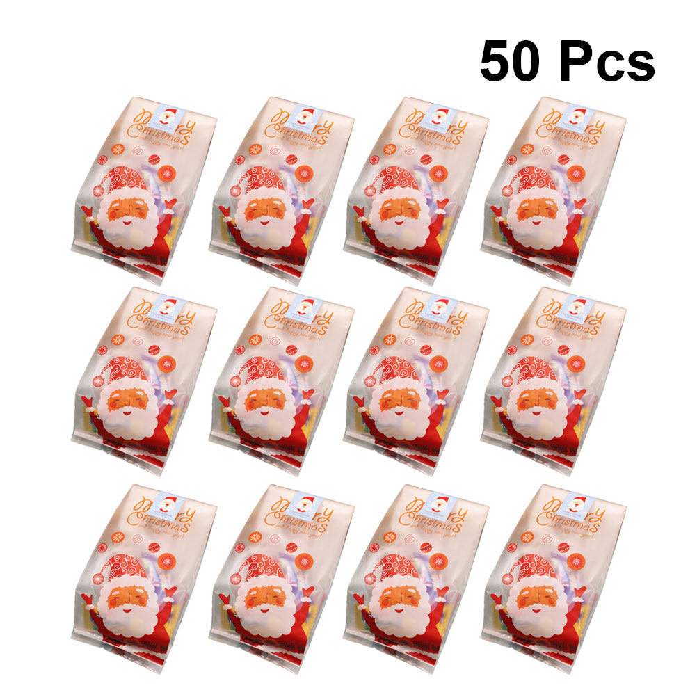 Xmas Food Snacks - 50Pcs Christmas Santa Gift Bags Clear