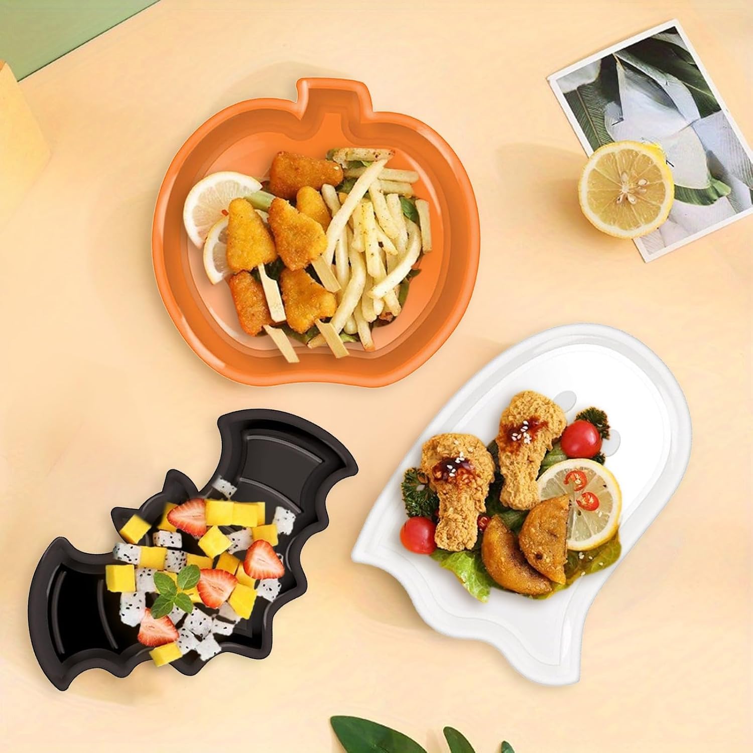 Reusable Halloween Plates Set  - Food Snacks Party review and price