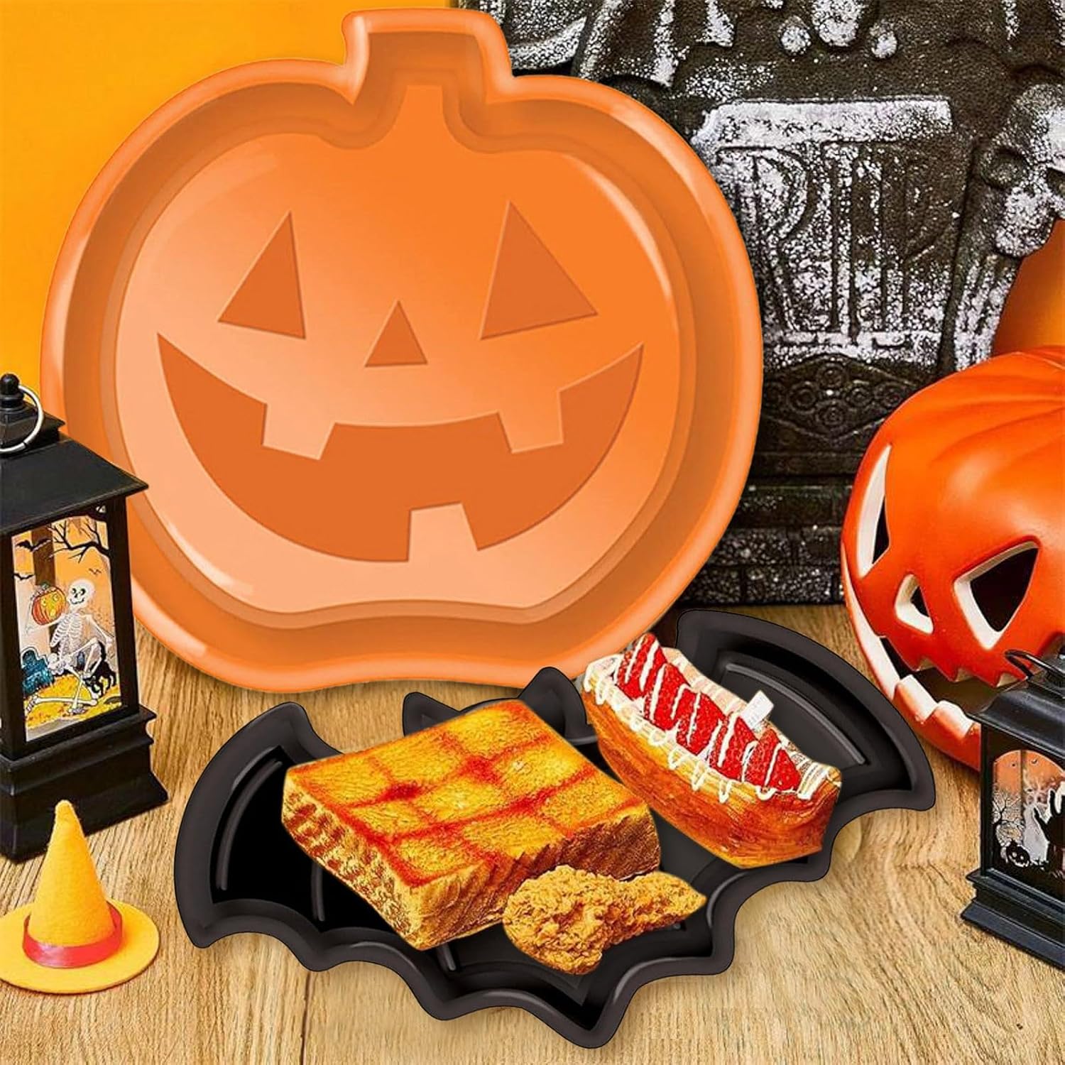 Reusable Halloween Plates Set  - Food Snacks Party review and price