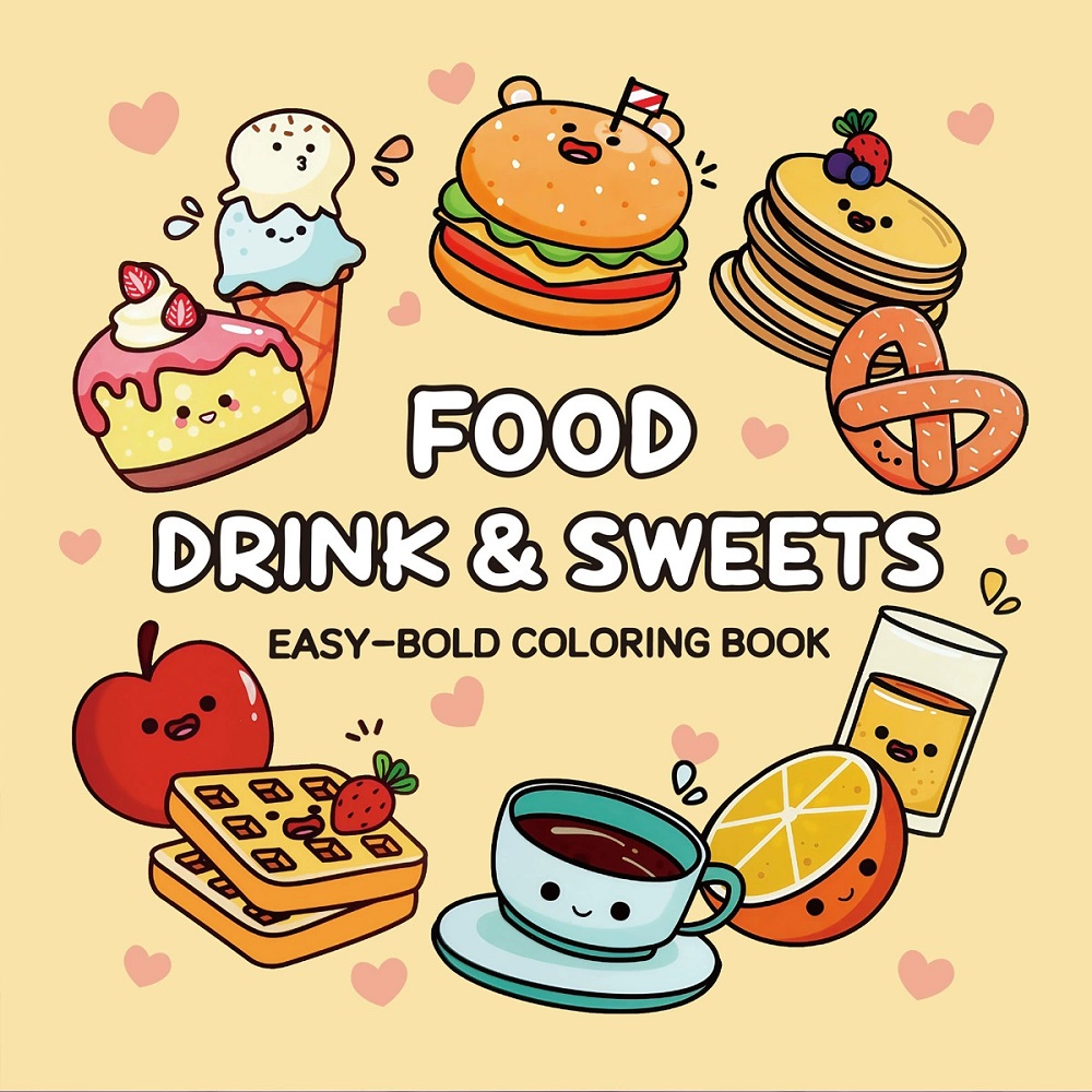 Food Drink & Sweets Easy-bold  - Food And Snacks Coloring Book review and price