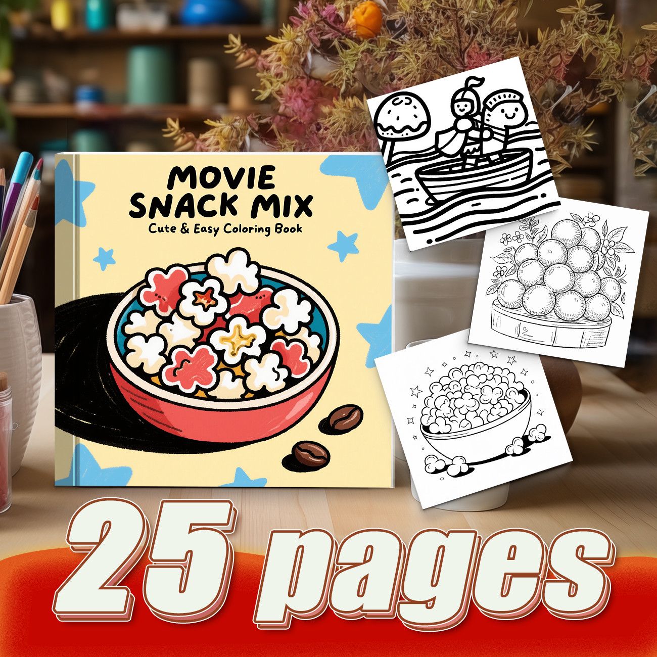 Movie Snack Mix Popcorn Bowl C - Food And Snacks Coloring Book review and price